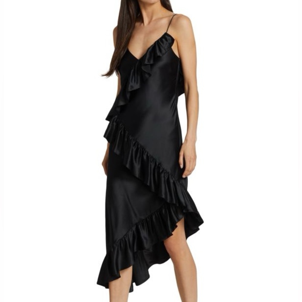 Cami NYC Black Asymmetrical Ruffle Dress - Picture 2 of 5